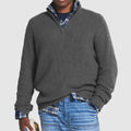 Men's Quarter Zip Sweater with Ribbed Knit and Mock Neck for Business Casual - Image 1