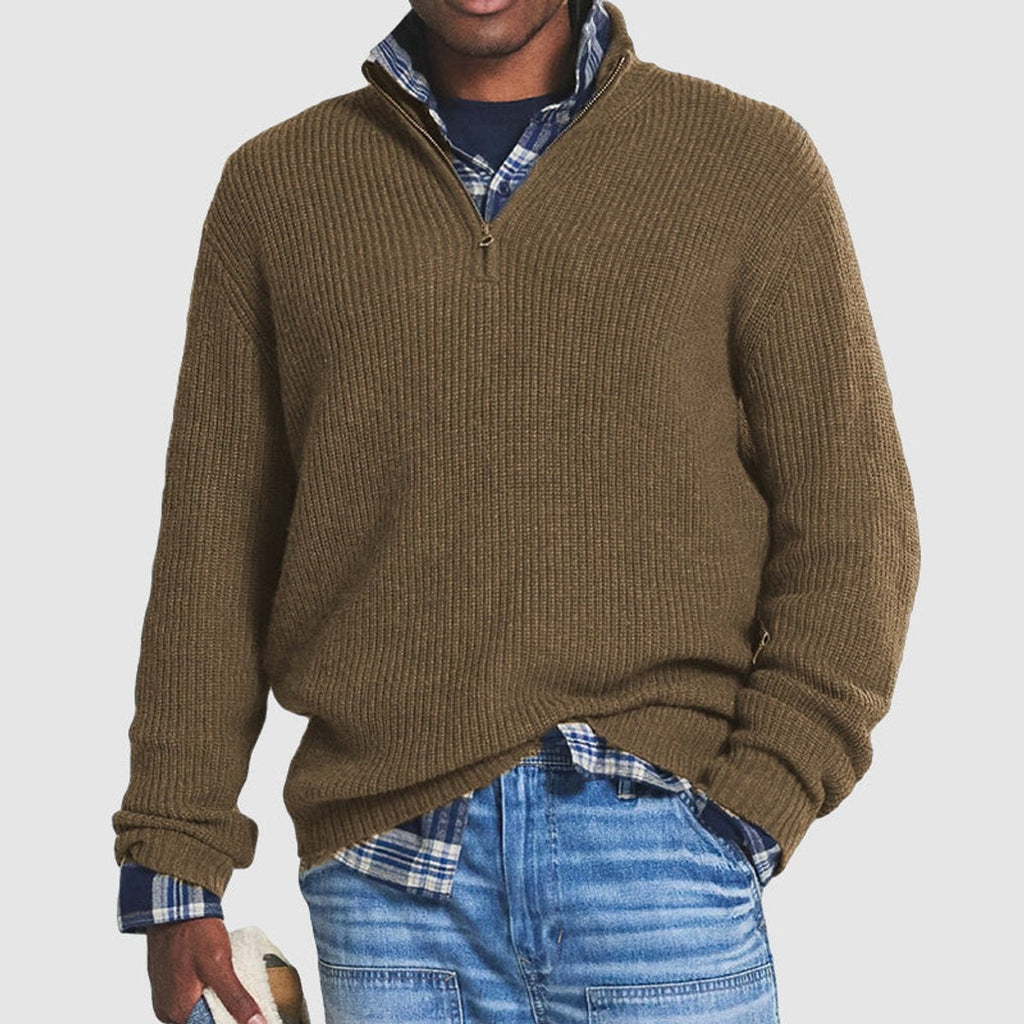 Men's Quarter Zip Sweater with Ribbed Knit and Mock Neck for Business Casual - Image 4