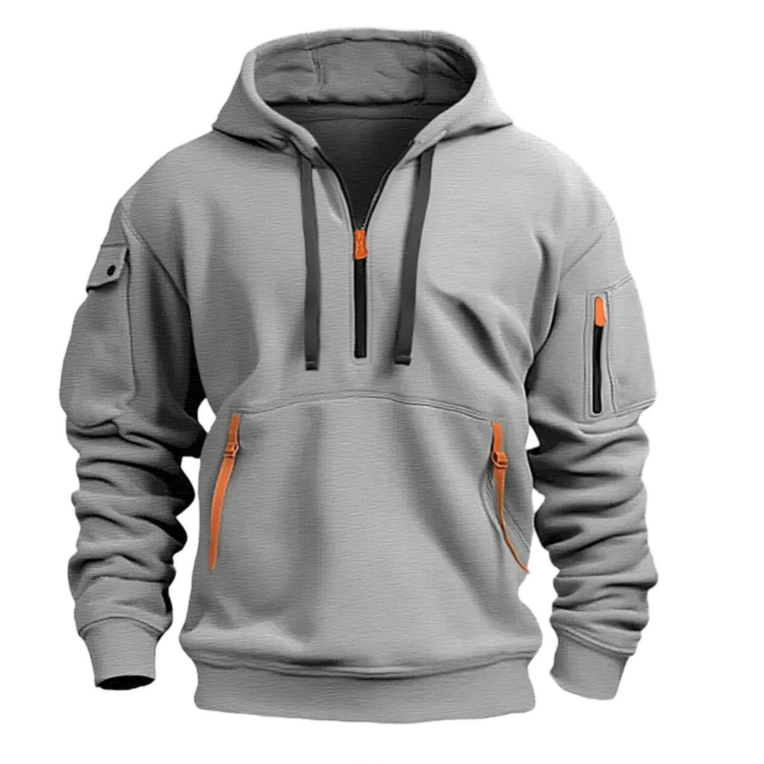 Men's Quarter Zip Up Hoodie Sweatshirt with Zippered Pockets - Image 2