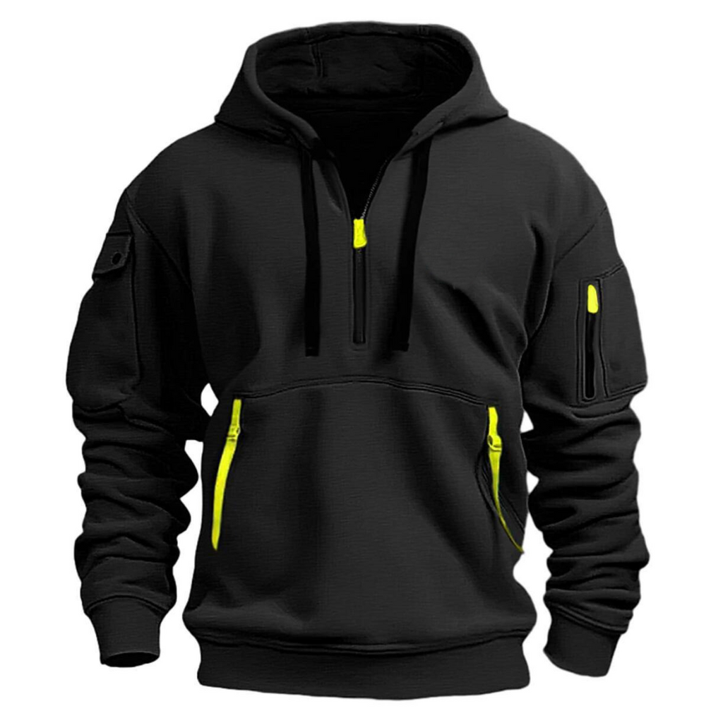Men's Quarter Zip Up Hoodie Sweatshirt with Zippered Pockets - Image 3