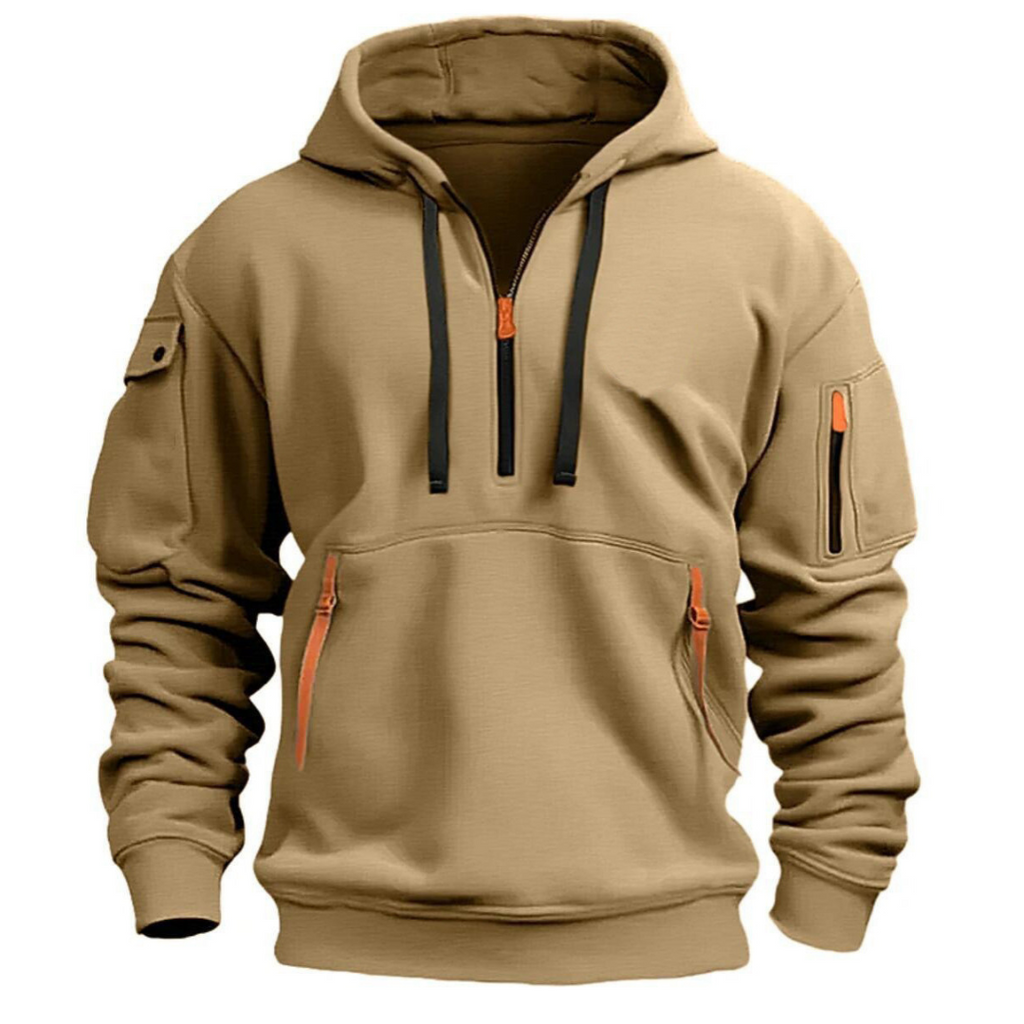 Men's Quarter Zip Up Hoodie Sweatshirt with Zippered Pockets - Image 4