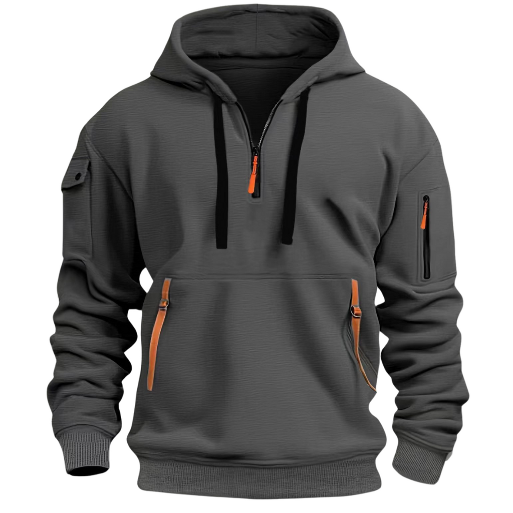 Men's Quarter Zip Up Hoodie Sweatshirt with Zippered Pockets - Image 5
