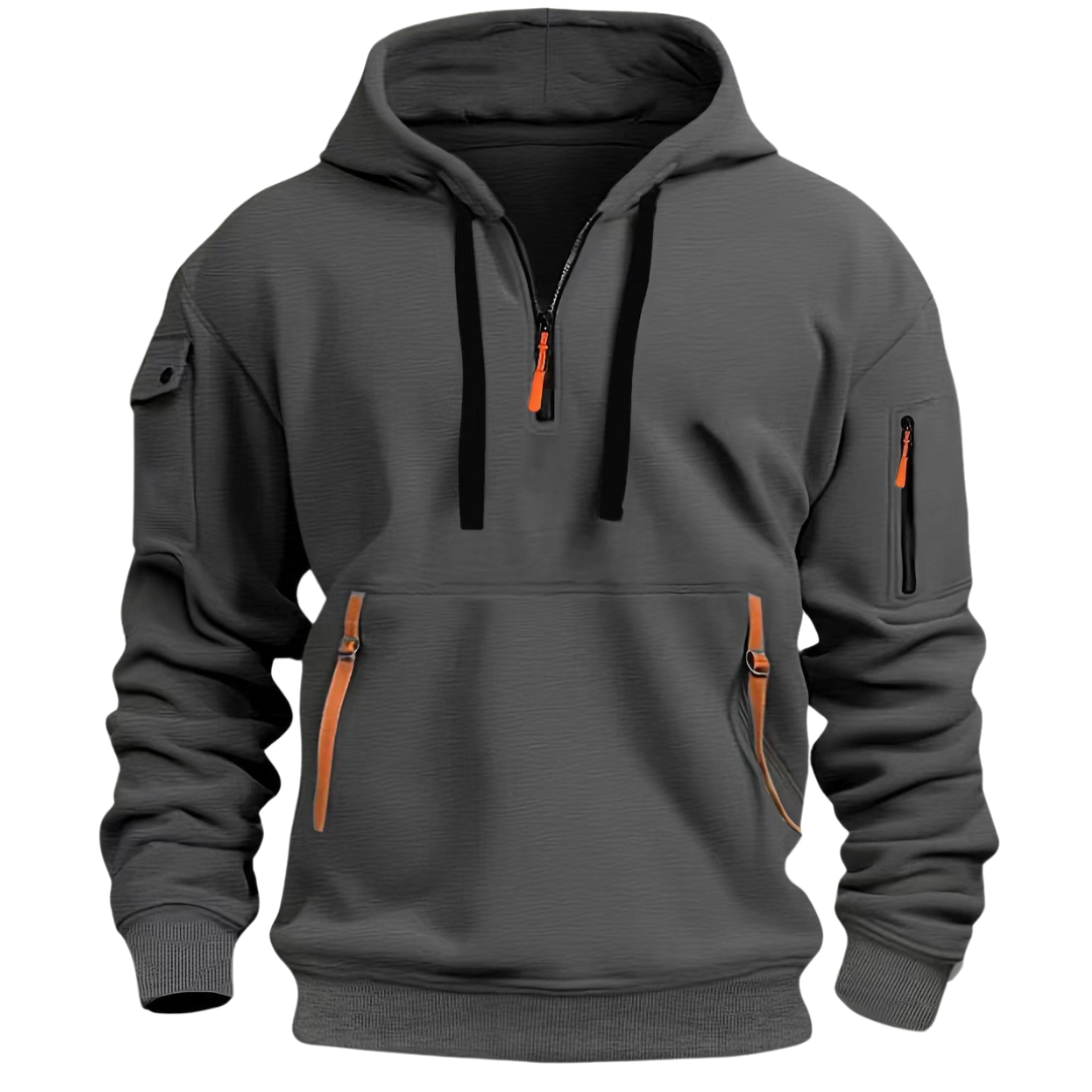 Men's Quarter Zip Up Hoodie Sweatshirt with Zippered Pockets - Image 5