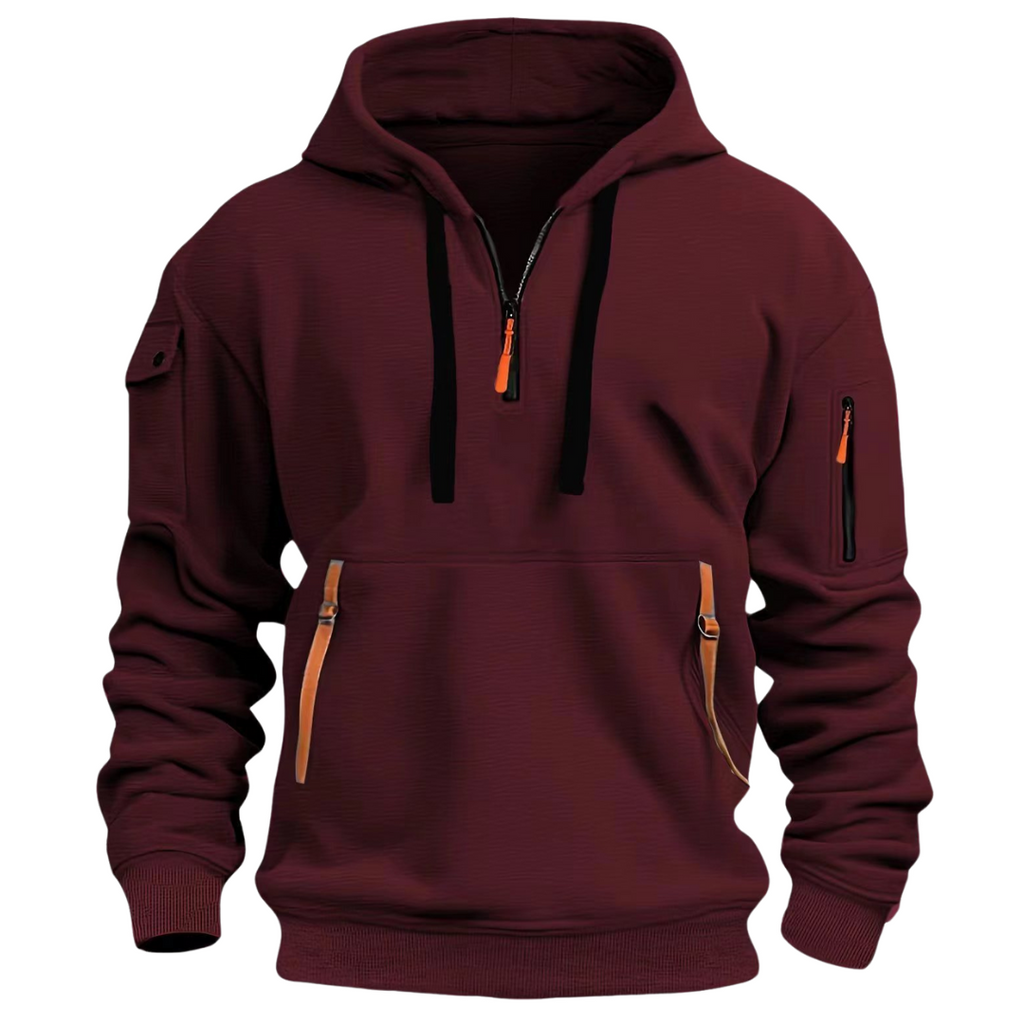 Men's Quarter Zip Up Hoodie Sweatshirt with Zippered Pockets - Image 6