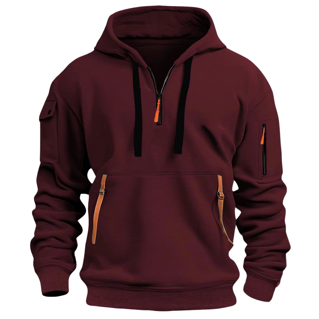 Men's Quarter Zip Up Hoodie Sweatshirt with Zippered Pockets - Image 6