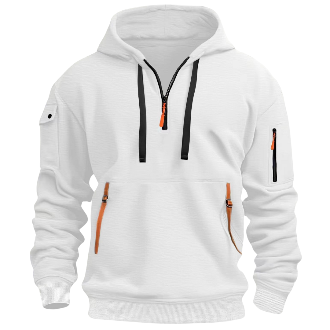 Men's Quarter Zip Up Hoodie Sweatshirt with Zippered Pockets - Image 7