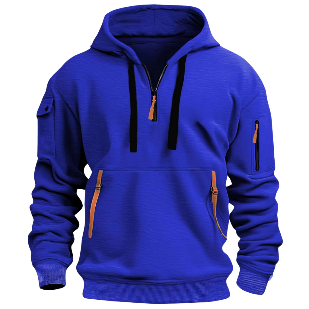 Men's Quarter Zip Up Hoodie Sweatshirt with Zippered Pockets - Image 8