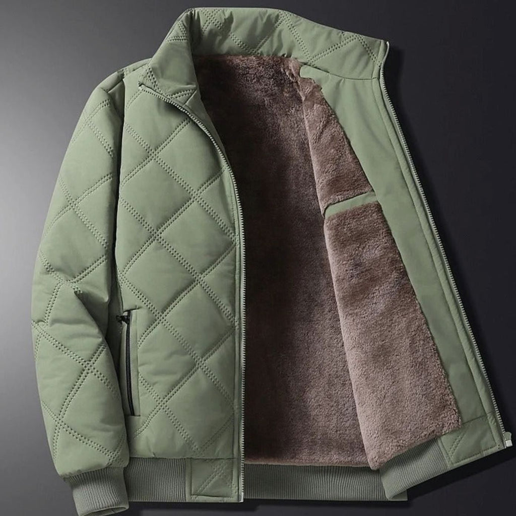 Men's Quilted Bomber Jacket with Fleece Lining and Windproof Shell - Image 11
