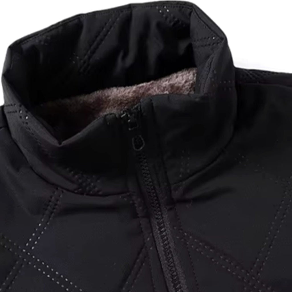 Men's Quilted Bomber Jacket with Fleece Lining and Windproof Shell - Image 5