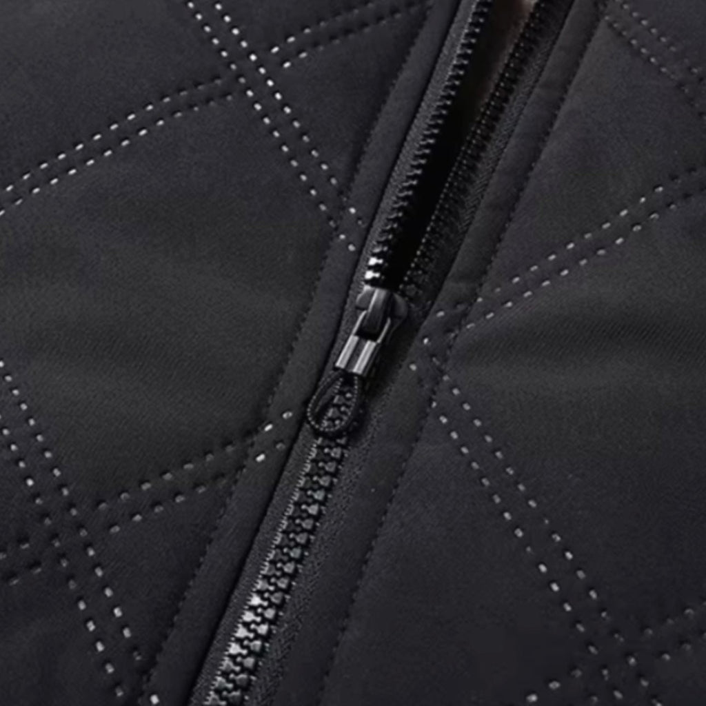 Men's Quilted Bomber Jacket with Fleece Lining and Windproof Shell - Image 7
