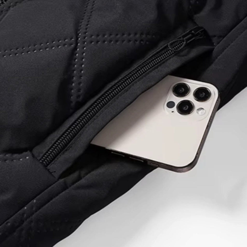 Men's Quilted Bomber Jacket with Fleece Lining and Windproof Shell - Image 8