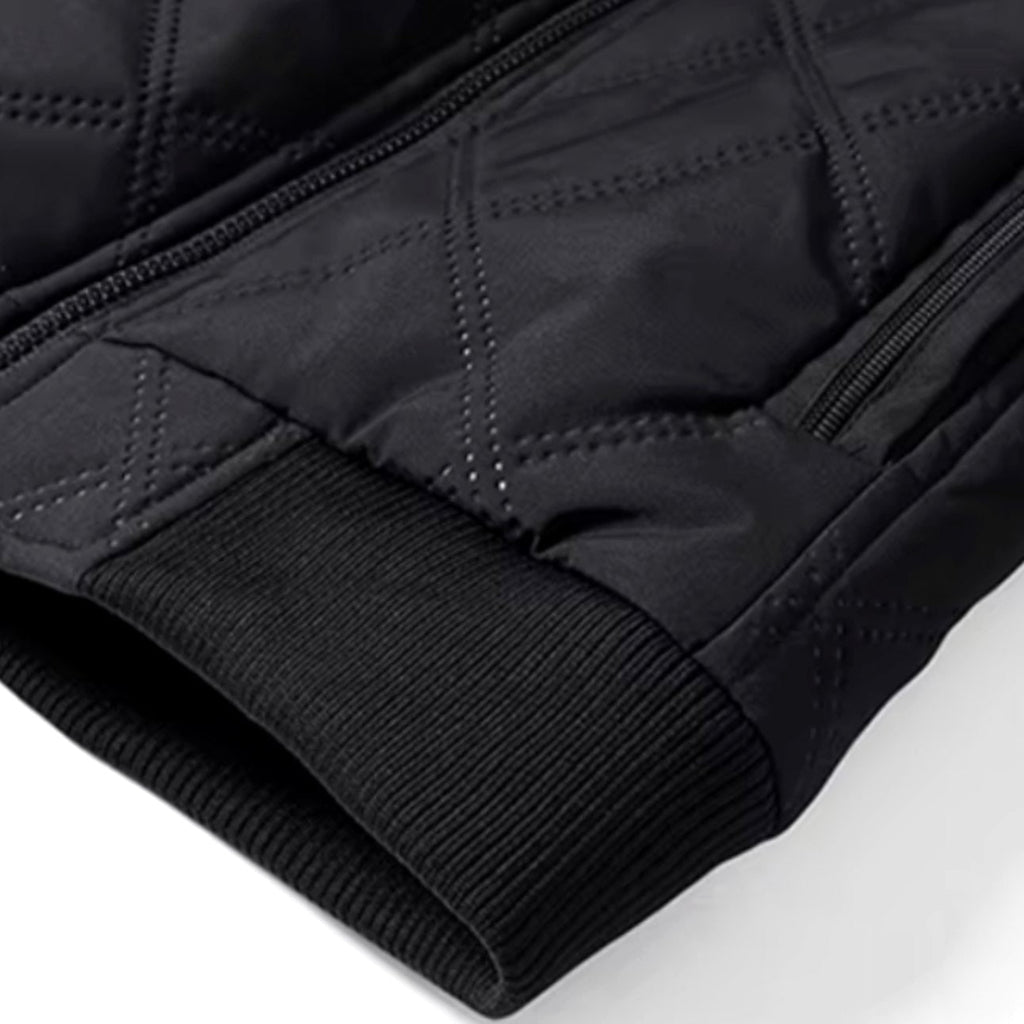 Men's Quilted Bomber Jacket with Fleece Lining and Windproof Shell - Image 9
