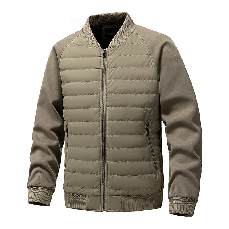 Men's Quilted Bomber Jacket with Ribbed Trim and Zippered Pockets - Image 5