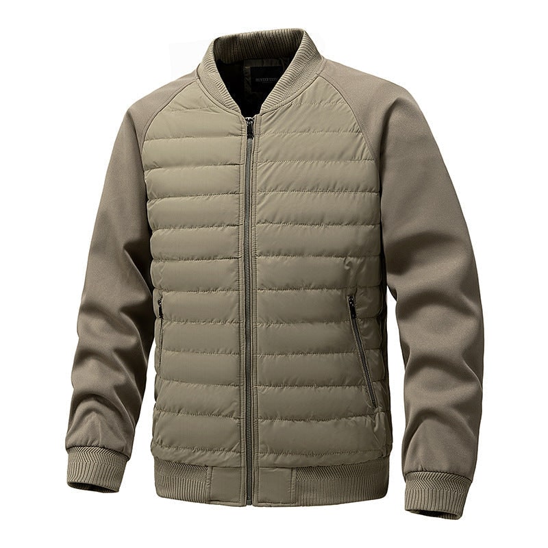 Men's Quilted Bomber Jacket with Ribbed Trim and Zippered Pockets - Image 6
