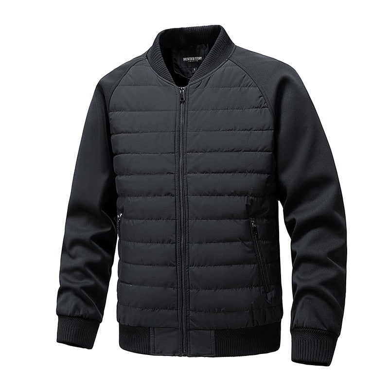 Men's Quilted Bomber Jacket with Ribbed Trim and Zippered Pockets - Image 7