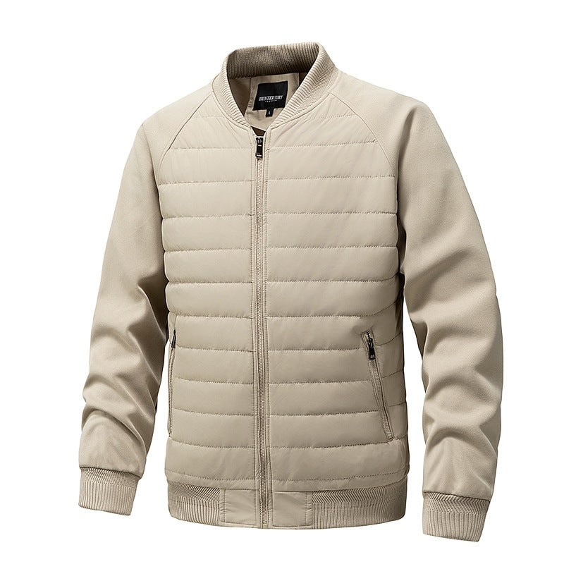 Men's Quilted Bomber Jacket with Ribbed Trim and Zippered Pockets - Image 8