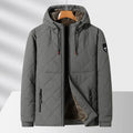 Men's Quilted Fleece Lined Winter Jacket with Hood and Full Zip - Image 2