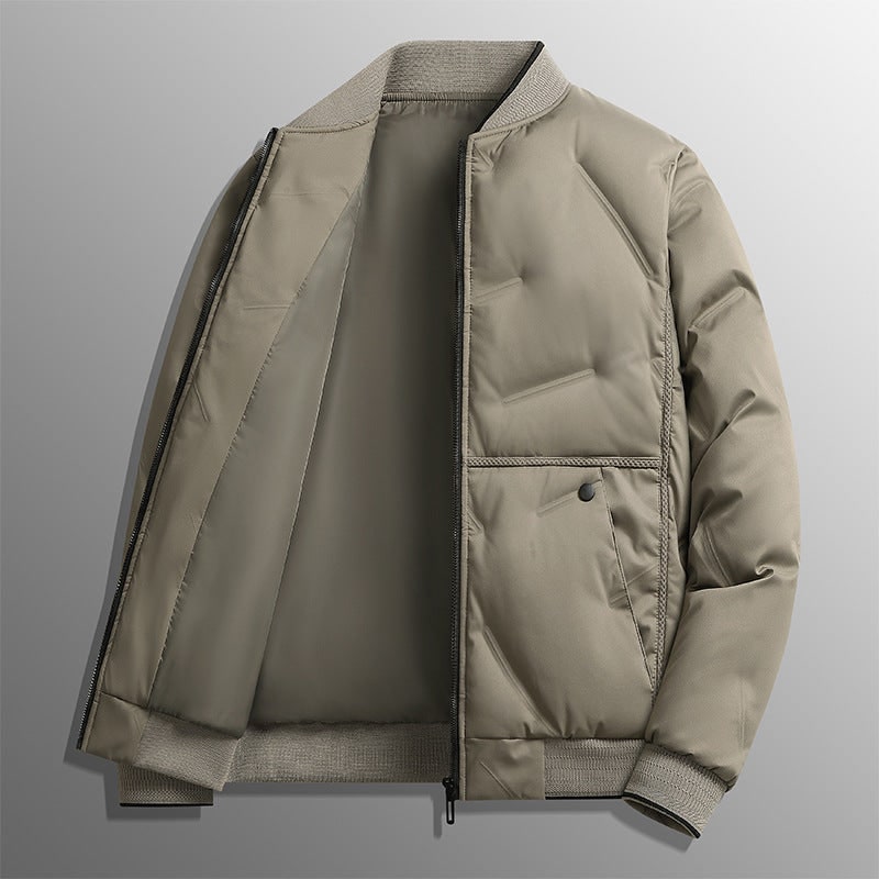 Men's Quilted Puffer Bomber Jacket with Ribbed Trim and Zip Closure - Image 6
