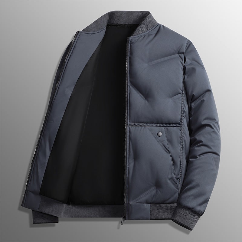 Men's Quilted Puffer Bomber Jacket with Ribbed Trim and Zip Closure - Image 7