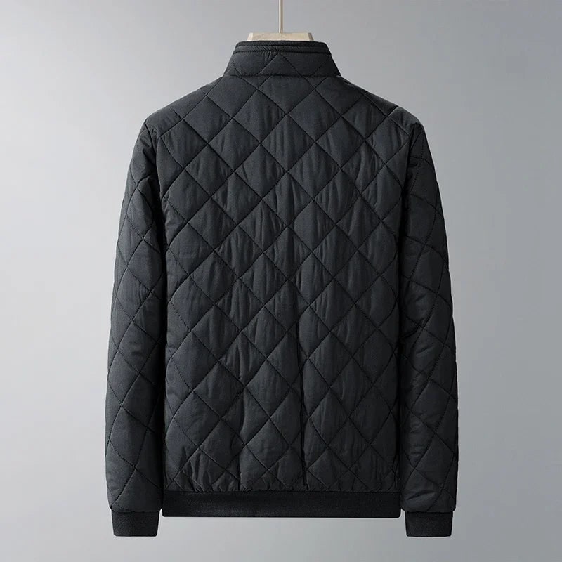Men's Quilted Puffer Fleece Lined Bomber Jacket with Stand Up Collar - Image 4