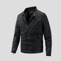 Men's Quilted Puffer Jacket with Diamond Stitching and Stand Collar - Image 1