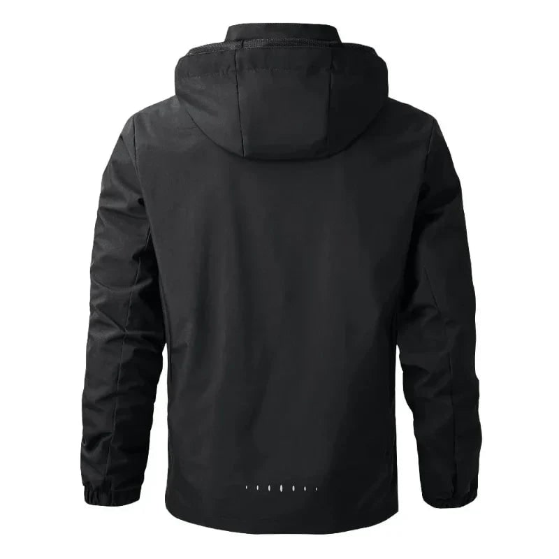 Men's Rain Jacket Windbreaker with Reflective Details and Adjustable Hood - Image 2