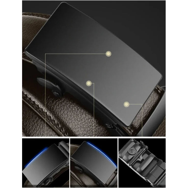 Men's Ratchet Belt with Automatic Metal Buckle and Adjustable Length - Image 4