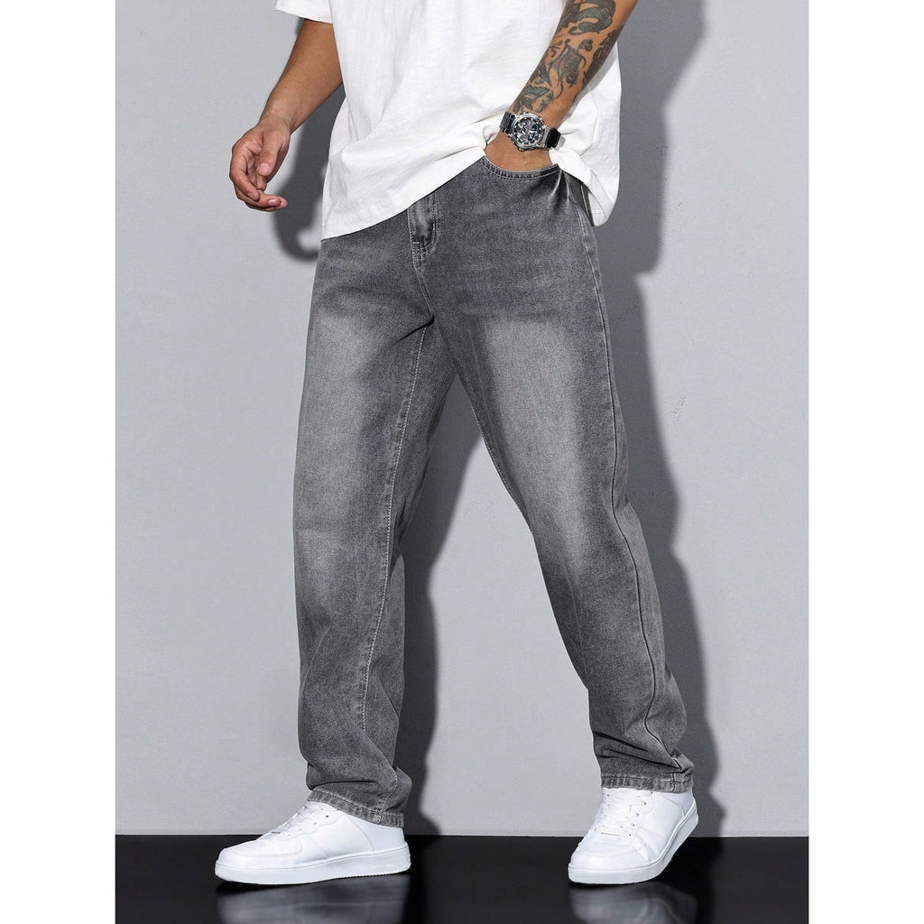 Men's Relaxed Fit Straight Leg Jeans with Five Pocket Styling - Image 1