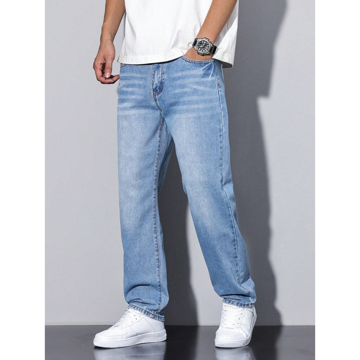 Men's Relaxed Fit Straight Leg Jeans with Five Pocket Styling - Image 13