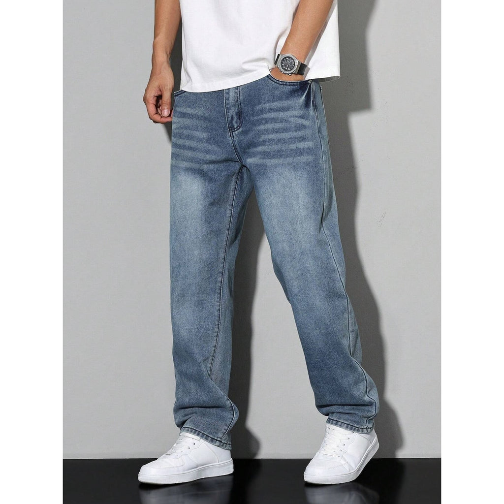Men's Relaxed Fit Straight Leg Jeans with Five Pocket Styling - Image 15