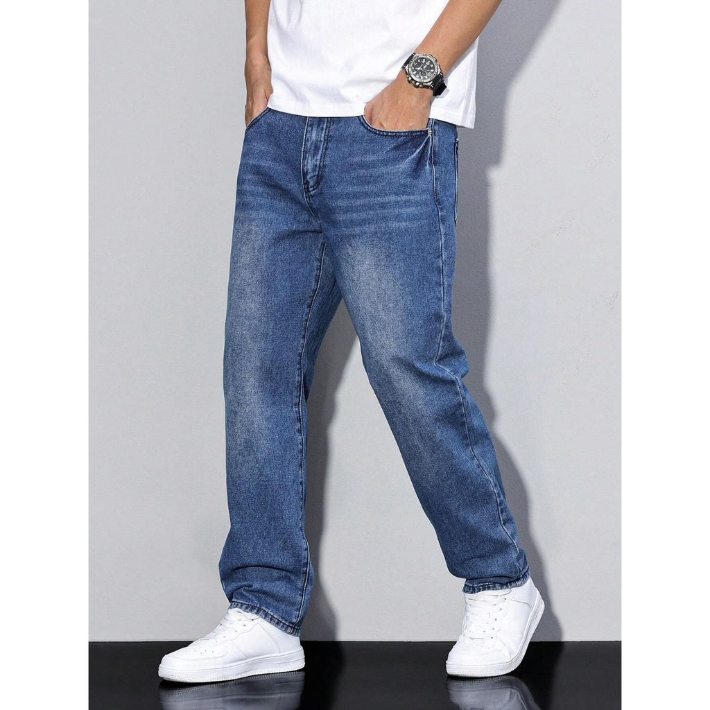 Men's Relaxed Fit Straight Leg Jeans with Five Pocket Styling - Image 16