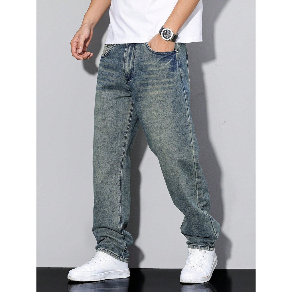Men's Relaxed Fit Straight Leg Jeans with Five Pocket Styling - Image 17