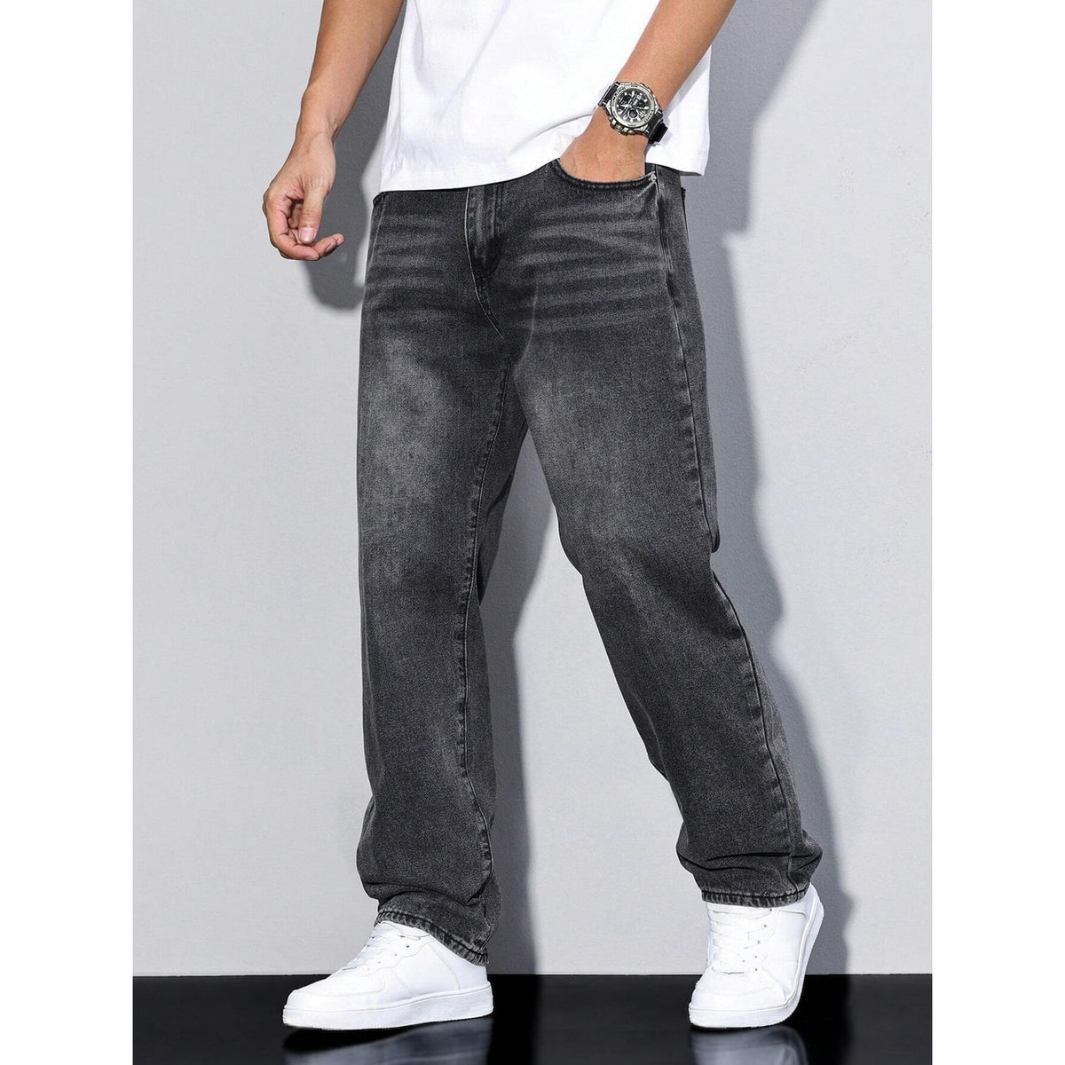 Men's Relaxed Fit Straight Leg Jeans with Five Pocket Styling - Image 6