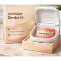 Men's Removable Dentures with Flexible Cushion Grip Storage Case and Realistic Upper Lower Arches - Image 1