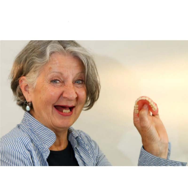 Men's Removable Dentures with Flexible Cushion Grip Storage Case and Realistic Upper Lower Arches - Image 2