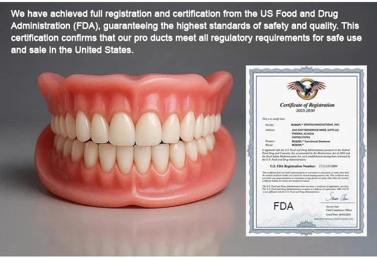 Men's Removable Dentures with Flexible Cushion Grip Storage Case and Realistic Upper Lower Arches - Image 3