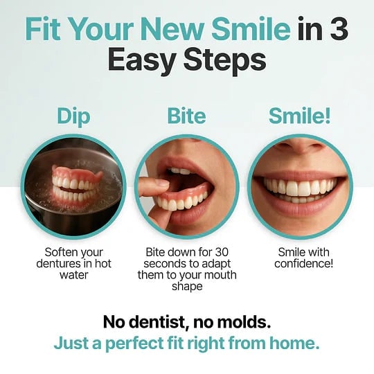 Men's Removable Dentures with Flexible Cushion Grip Storage Case and Realistic Upper Lower Arches - Image 7