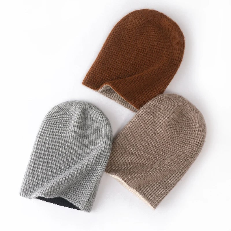 Men's Reversible Slouchy Winter Beanie with Ribbed Knit and Fold-Over Cuff - Image 2