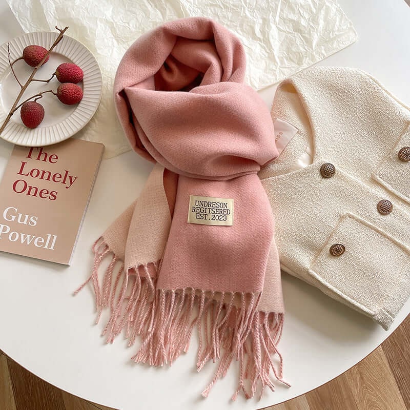 Men's Reversible Winter Scarf with Knit Fringe and Twisted Tassels - Image 10