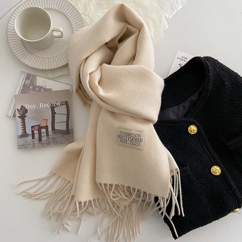 Men's Reversible Winter Scarf with Knit Fringe and Twisted Tassels - Image 11