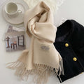 Men's Reversible Winter Scarf with Knit Fringe and Twisted Tassels - Image 11