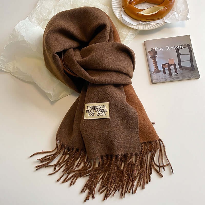 Men's Reversible Winter Scarf with Knit Fringe and Twisted Tassels - Image 13