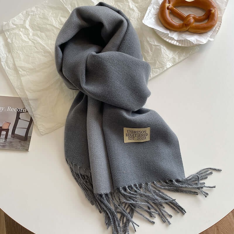 Men's Reversible Winter Scarf with Knit Fringe and Twisted Tassels - Image 14