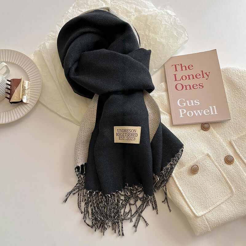 Men's Reversible Winter Scarf with Knit Fringe and Twisted Tassels - Image 4