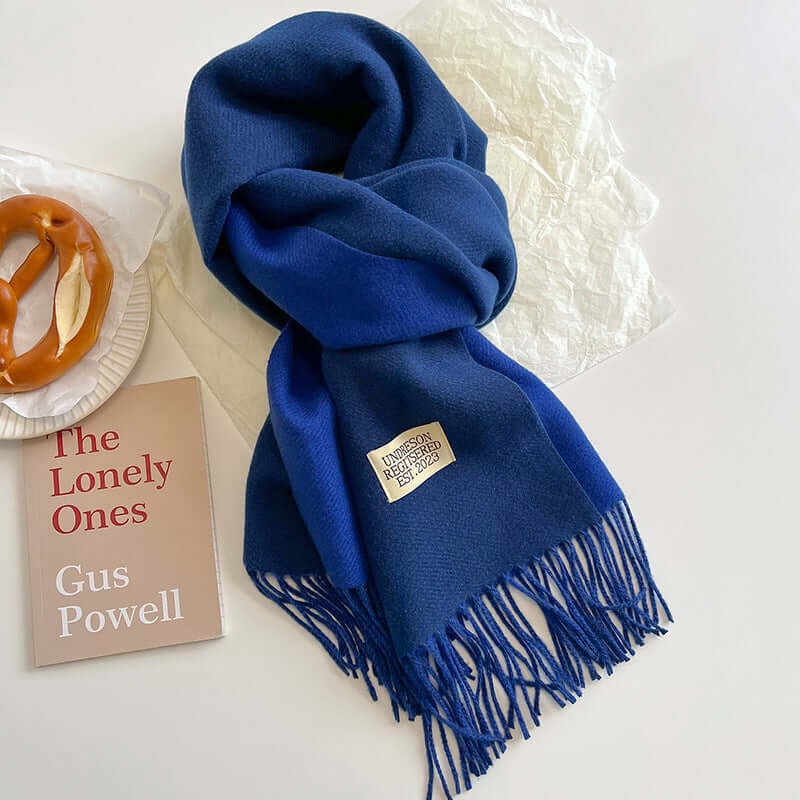 Men's Reversible Winter Scarf with Knit Fringe and Twisted Tassels - Image 6