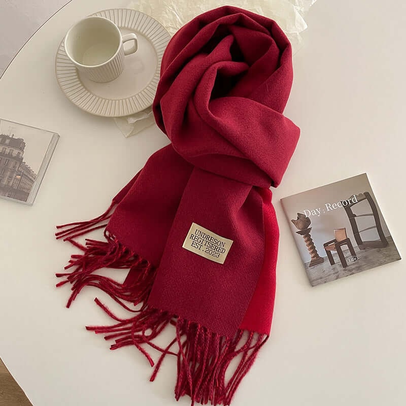 Men's Reversible Winter Scarf with Knit Fringe and Twisted Tassels - Image 7