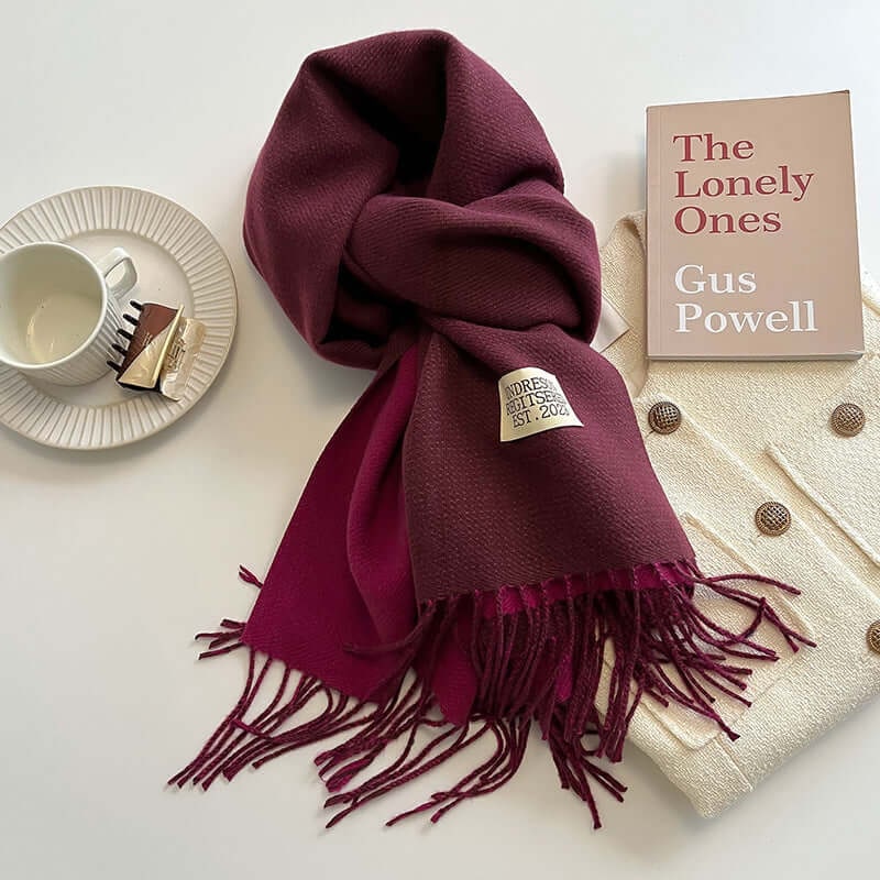Men's Reversible Winter Scarf with Knit Fringe and Twisted Tassels - Image 9
