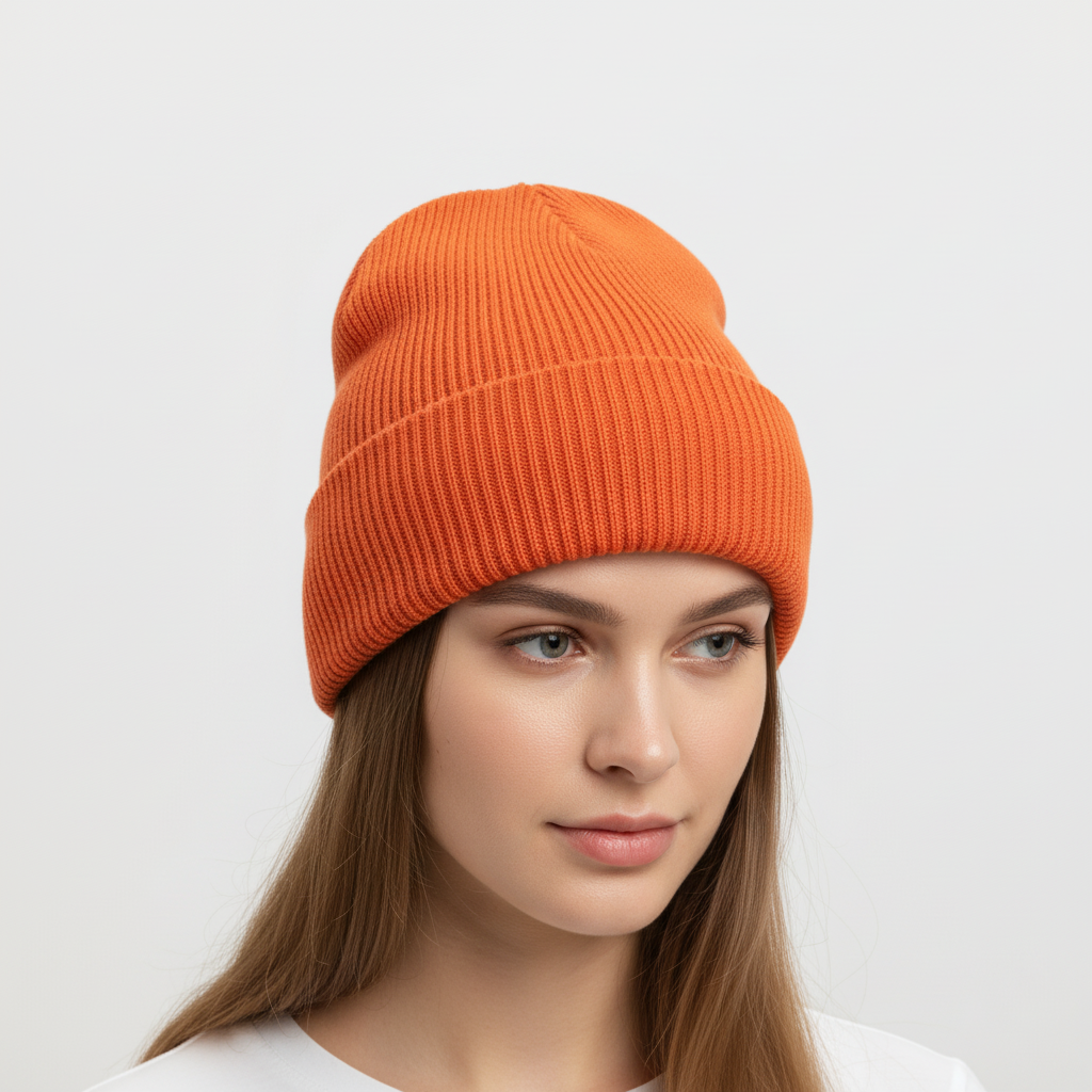 Men's Ribbed Knit Beanie Hat with Folded Cuff and Slouchy Crown Winter - Image 10