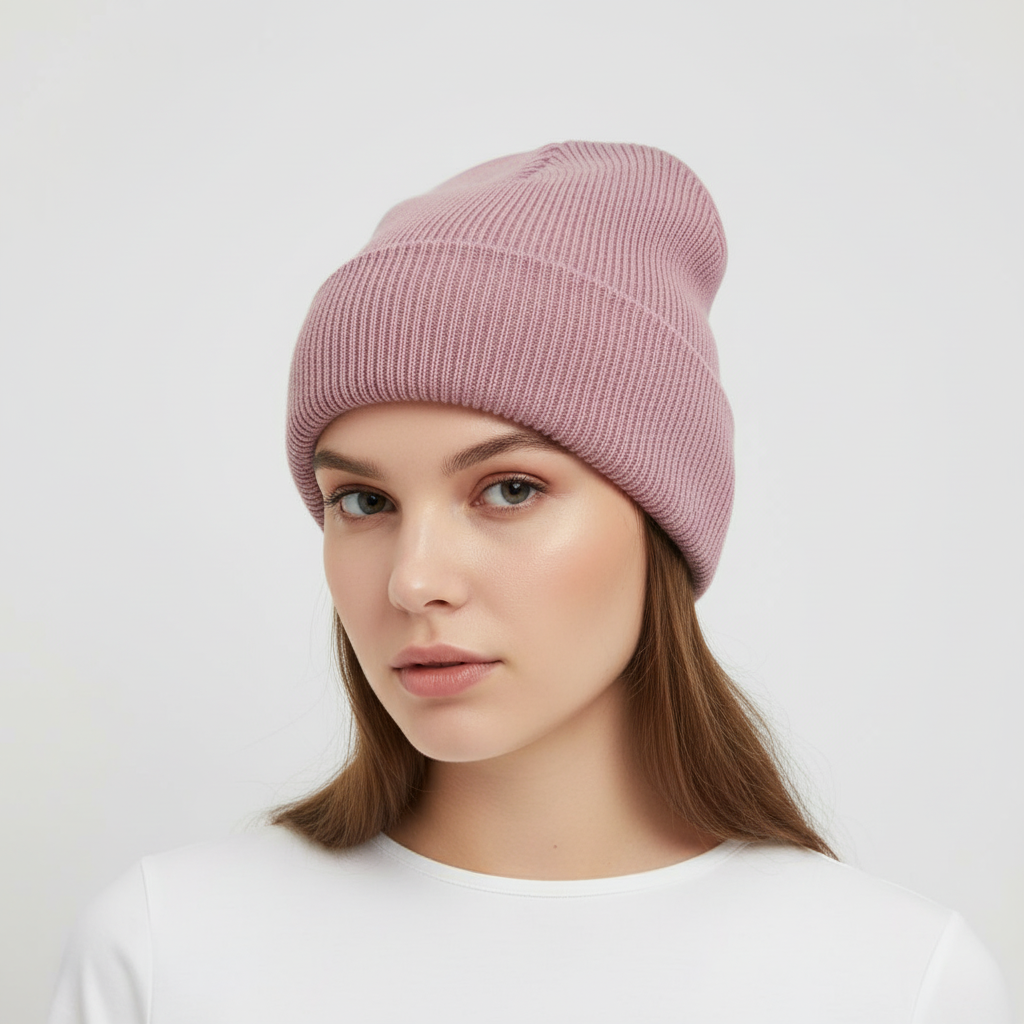 Men's Ribbed Knit Beanie Hat with Folded Cuff and Slouchy Crown Winter - Image 11
