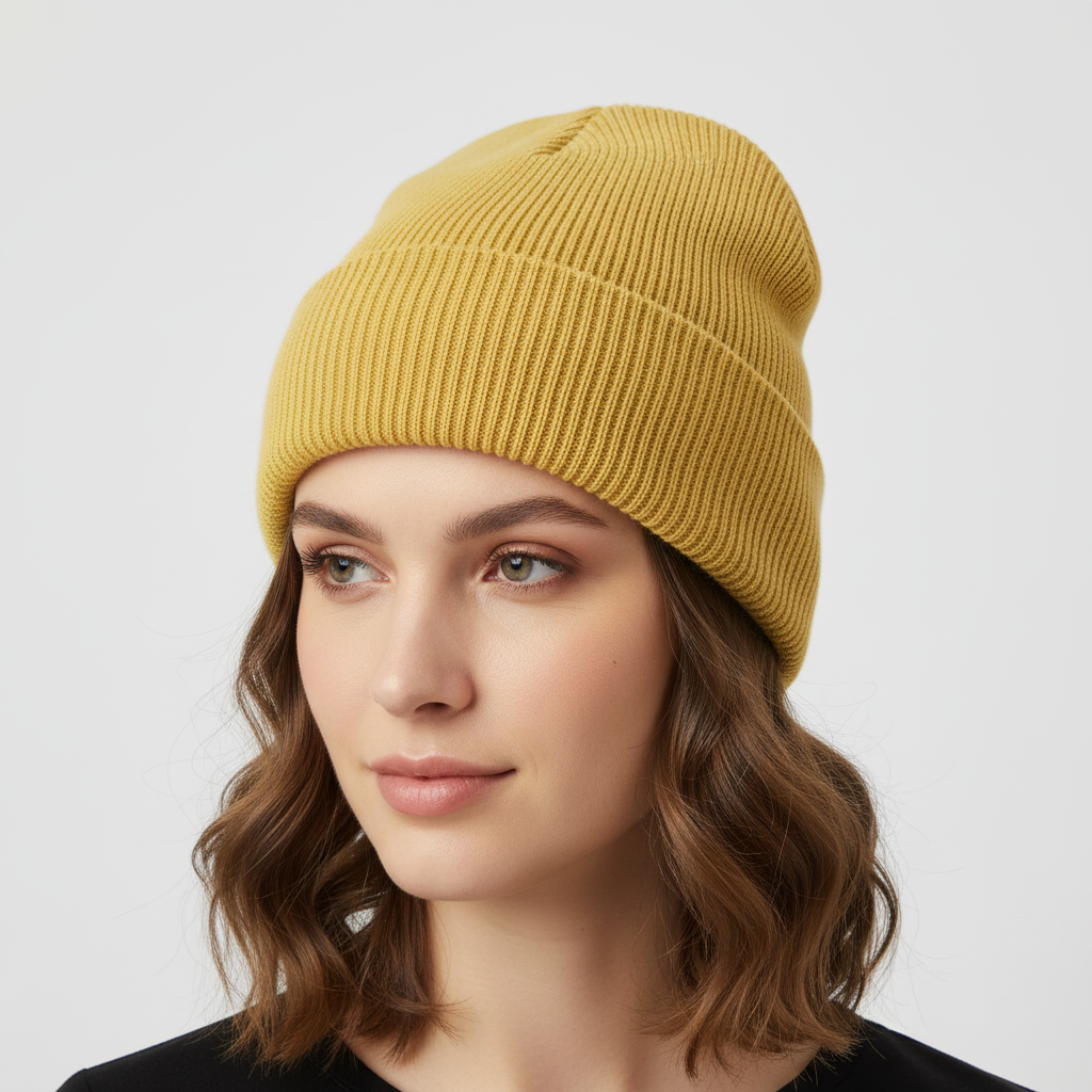 Men's Ribbed Knit Beanie Hat with Folded Cuff and Slouchy Crown Winter - Image 12